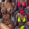Women Split Bikini Sexy Leopard Print Swimwear Backless Swimsuit Bathing Suit