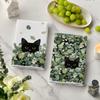 Artoid Mode Green Leaves Wild Flowers Black Cat Spring Kitchen Towels Dish Towels, 18x26 Inch Farmhouse Plants Decoration Hand Towels Set of 2
