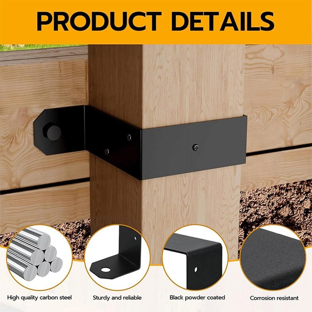 Schwerlast Zaunhalterung Säulenbefestigung U-förmiges Kohlenstoffstahlband für 4 * 4-Zoll Holzpfeiler DIY Zaunzubehör