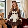 Cafe Lolita Sweet Anime Costume Women Role Play Dress Set with Headband