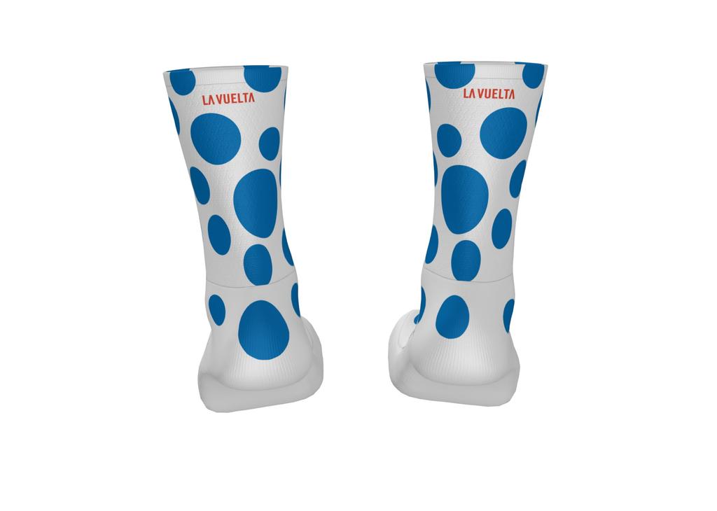 Santini La Vuelta Polka Dot Socks, White/Light Blue