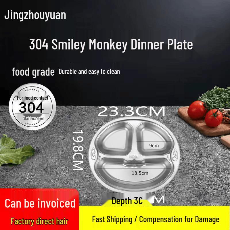 Kids Cartoon Stainless Steel Divided Plates