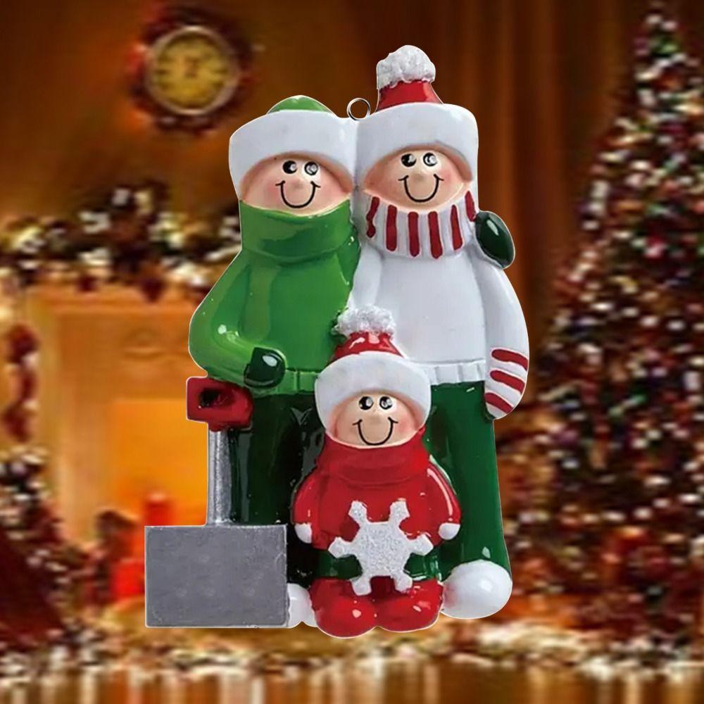 Color Painting Family Xmas Pendants Resin Christmas Tree Ornaments  Christmas