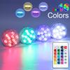 Luzes LED Submersíveis com 16 Cores Controle Remoto a Pilha Colorida Piscina Subaquática Luz Noturna LED