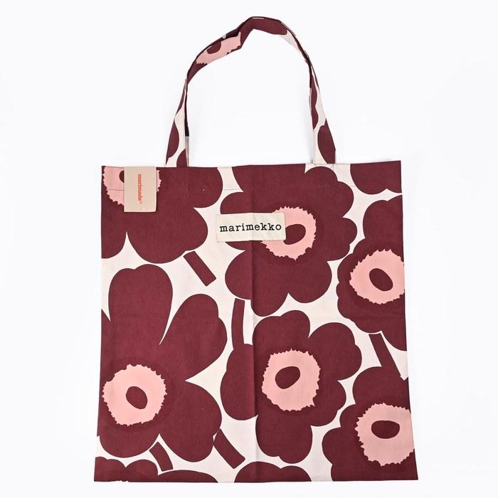 Marimekko Tote Bag Unikko Burgundy Fabric Women's Nordic Design Large