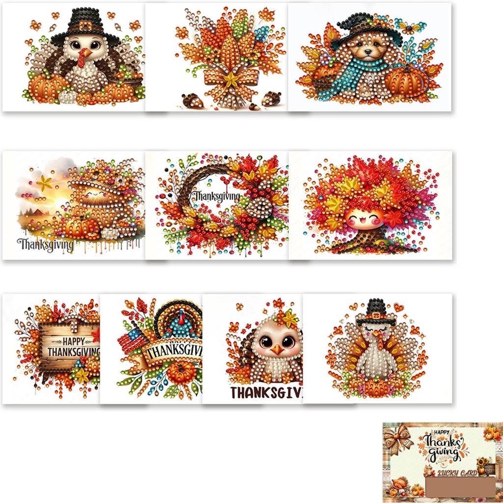 10pcs DIY Diamond Painting Party Event Gift Card Multi-Purpose Rhinestone Scratch Cards Partial Drill Shiny Scratch Gift Card