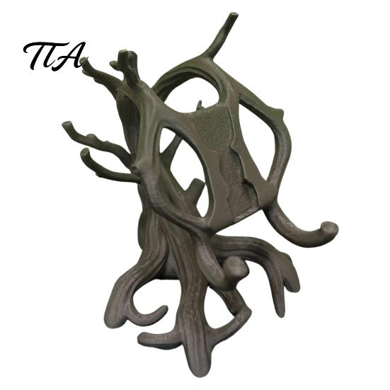 Stable Desk Accessories 3D Printed Tree Branch Phone Stand, Artistic Twisted Wood Holder Unique Root Ornament for Cell Phone, Rustic Organic