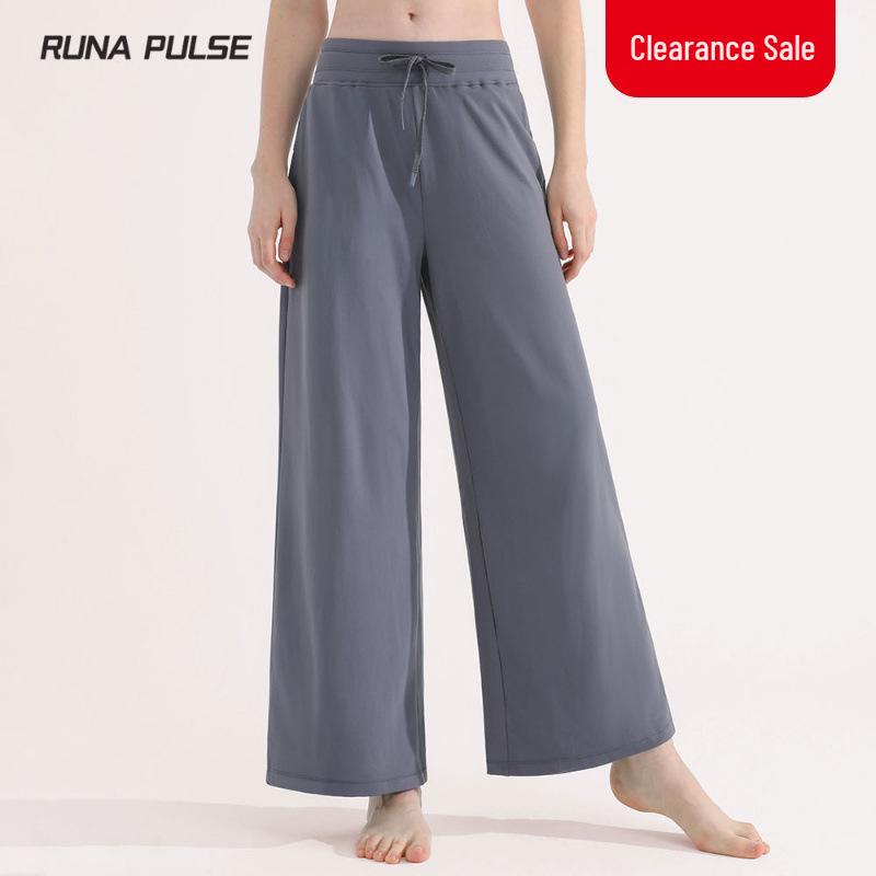 Women's High-Waist Wide-Leg Summer Yoga Pants - Lightweight, Loose, Slimming Casual Trousers with Drawstring.