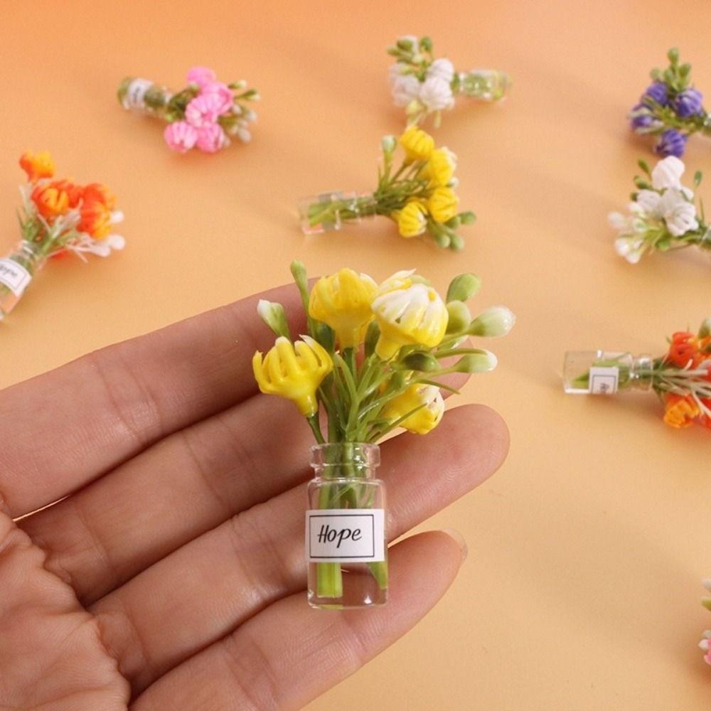4cm/1.1*5cm Plastic Simulation Vase Green Plant Potted Vase Miniature Dollhouse Decorations