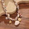 Silk Scarf Wrapped Chain with Starfish, Shell, Conch, and Mushroom Pendants Seaside Necklace