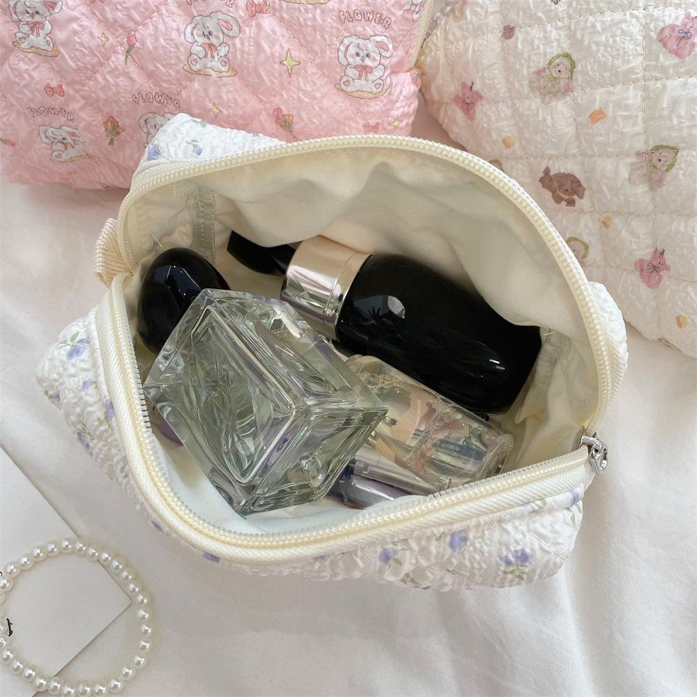 Roze Bloem Vrouwen Schattige Make-up Tas Reis Organizer Cosmetica Munten Handtas Pouch Meisjes Schattig Cartoon Vierkant Rits Cosmetische Tassen