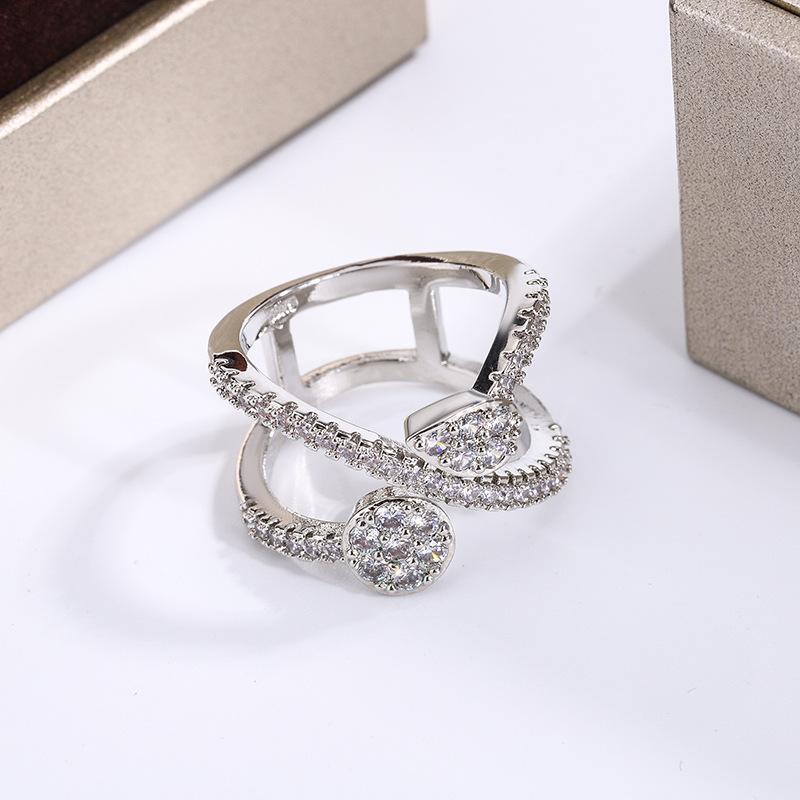 Personnalité Européenne et Américaine Simple Micro Pavé Diamant Tempérament Exagéré Bague Index Accessoires Bague Femme