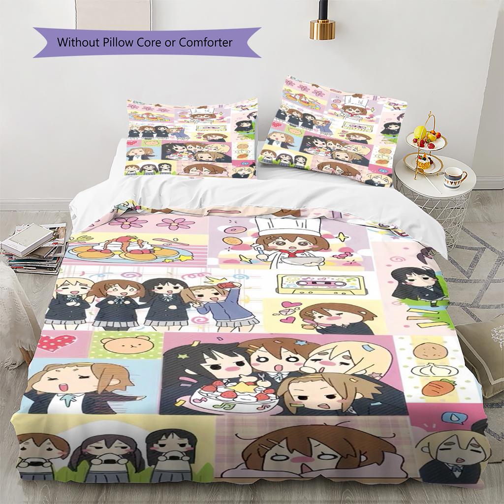 Anime Pattern Bedding Quilt Set Quilt Cover Pillowcase Home Decoration Birthday Gift (1 * Duvet Cover + 2 * Pillowcase, Without Core)