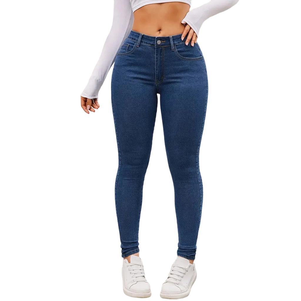 Women's Trousers Large Size Stretch Jeans Loose Semi-Elastic Pants