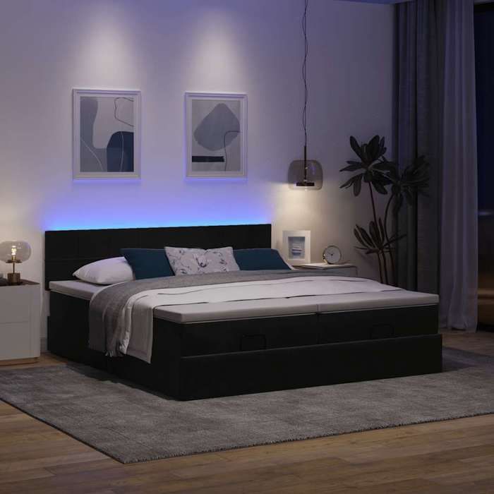 VidaXL Ottoman Bed Frame with Mattress Black 180x200cm Velvet, Bed Frame, Upholstered Bed Frame, Ottoman Bed Frame 3312925