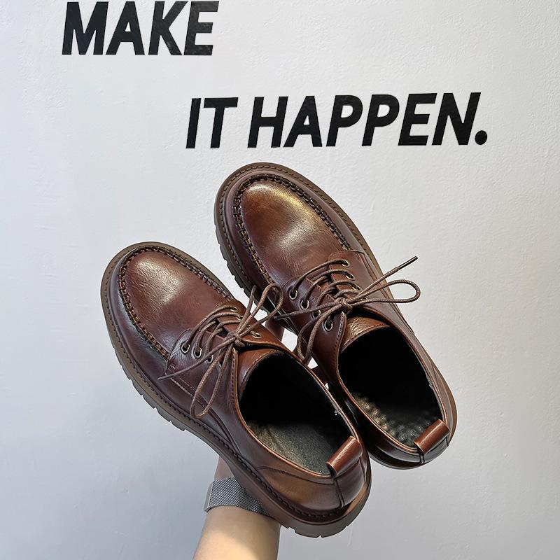 Lederschuhe Herren Plateau Britischer Stil Trend Businesskleid Herrenschuhe Casual Herren Lederschuhe Schuhe mit großem Kopf 76119-A