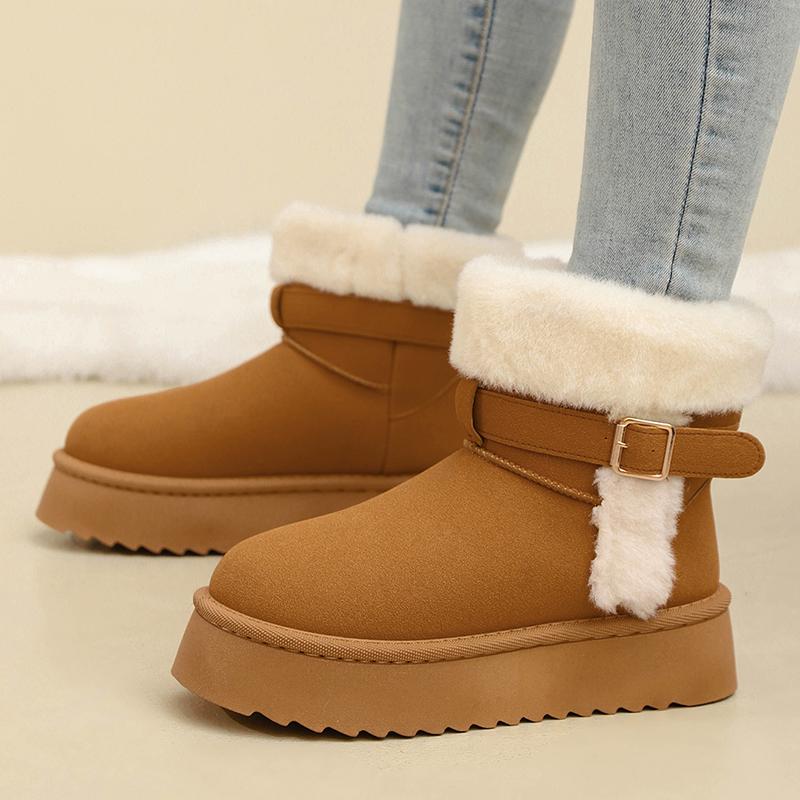 Fashion New Fluffy Rabbit Fur Warm Snow Boots for Women Winter Thick Plush Cotton Shoes Woman Faux Suede Non Slip Platform Ankle Boots