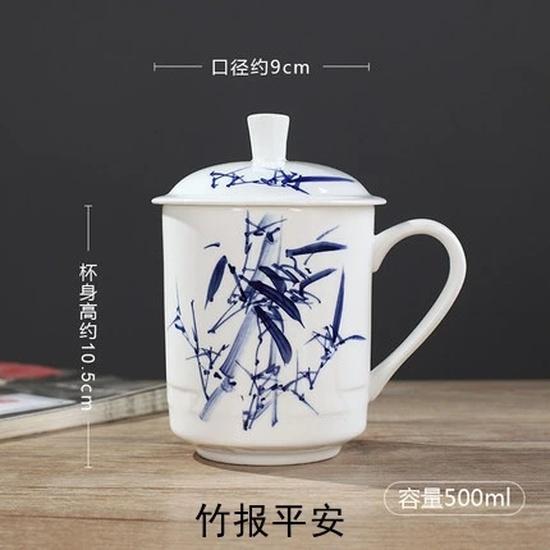 ReadStar China Jingdezhen 500ml Ceramic Tea Cup Bone Ceramic Cup With Lid Drink Cup Household Office Conference Cup 24 Designs