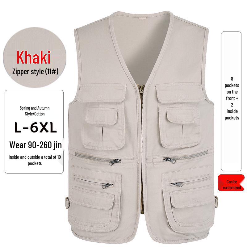 Gilet da arrampicata e fotografia multitasche da uomo taglie forti 10XL (Primavera Autunno)