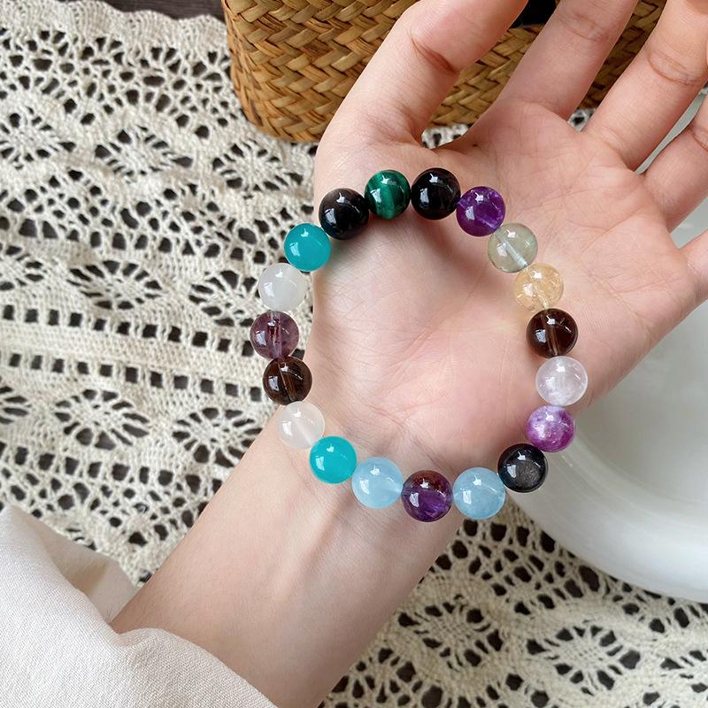 

Liu Yifei s same style multi-bead crystal bracelet with amethyst, moonstone, green phantom quartz, and aquamarine, natural and authentic for women Multi-treasure design mod