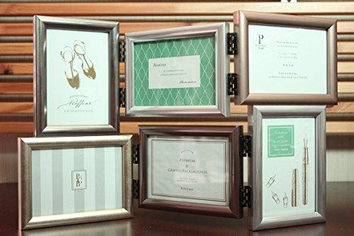 Kishima KP-31340 Photo Frame, Large, Tabletop, Wall-Mounted, Horizontal, 6-Window, Stylish Silver and Bronze, Interior Frame