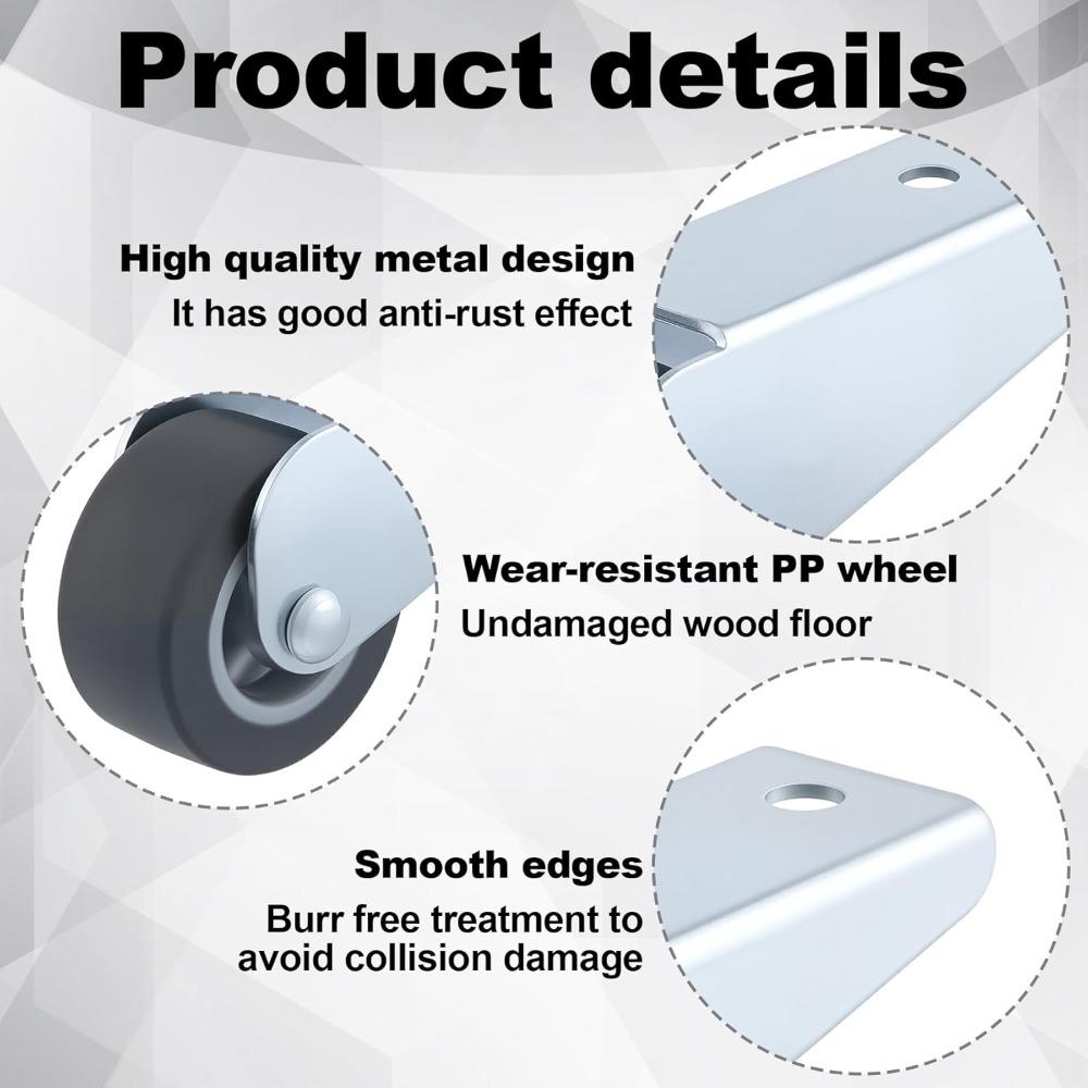 2 Pcs Gate Caster Wheels Replacement, Rubber Rolling Swivel Casters, Non-Slip Pulley Directional Wheel