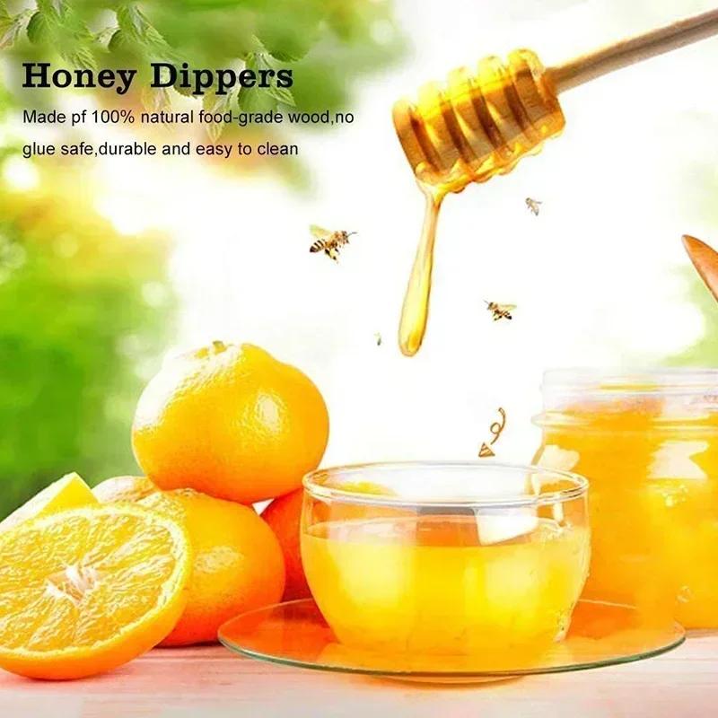 20/40pcs Durable Long Stick Honey Stir High Quality Bar Mixing Handle Jar Spoon Practical Wood Dipper Honey Kitchen Accessories