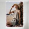 Sexy Vintage Country Woman In Straw Hat Tin Sign Retro Rural Farmhouse Wall Decor Metal Poster 8x12 Inch for Home Bar Cafe Decor