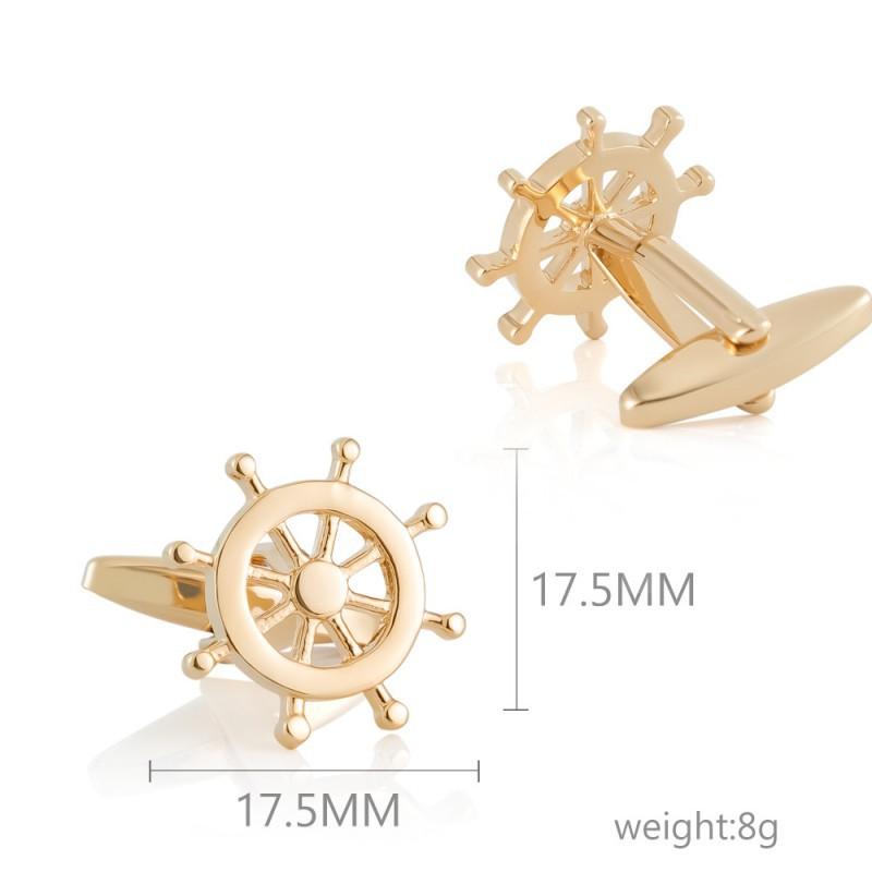 High End Electroplated Silver Helmsman Anchor Metal Cufflinks Men's French