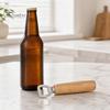 Hand Polished Bottle Opener Beer with Wooden Handle, Stainless Steel Cap Remover, Insulated Handle Rustic Bar Tool for Home Kitchen, Gift Men