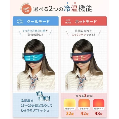 [Supervised by a Physical Therapist] [Visual Care! Comfortable Eye Mask] Visible Eye Mask, USB Rechargeable, Hot & Cool Eye Care, Vibration Function (