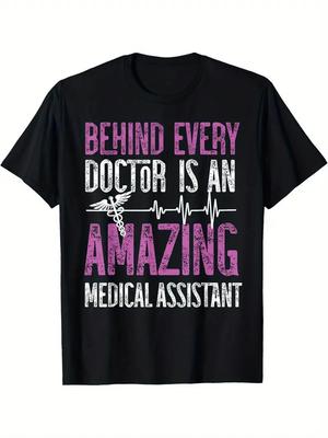Medisch Assistent en Arts Ondersteuning Gebreid Katoenen T-shirt - Normale Pasvorm Volwassen Crew
