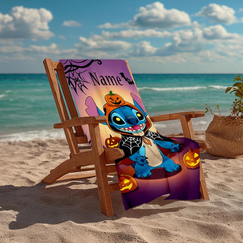 Custom Name Ultra-Soft Beach Towel with Stitch Theme,Ideal for Pool - Camping, Diving - Perfect Travel Essential, Vibrant Beach Towel.