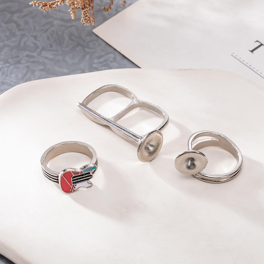 

3 шт./набор музыкальных инструментов кольцо гитара рог комбинированное кольцо серебряный