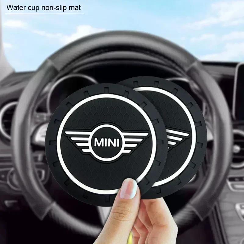 1/2PCS Car Coasters Water Cup Anti-Slip Silicone Coaster Car Goods For BMW Mini Cooper R56 R50 R53 F56 R60 2011 2012 2013 2018