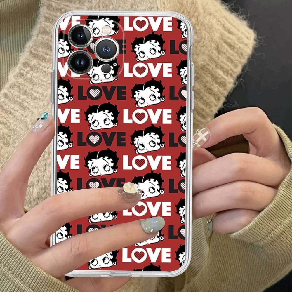 Animation B-Betty Boop Transparent TPU Phone Case For IPhone 17 11 12 13 14 15 16 Pro Max 16 Plus Cover