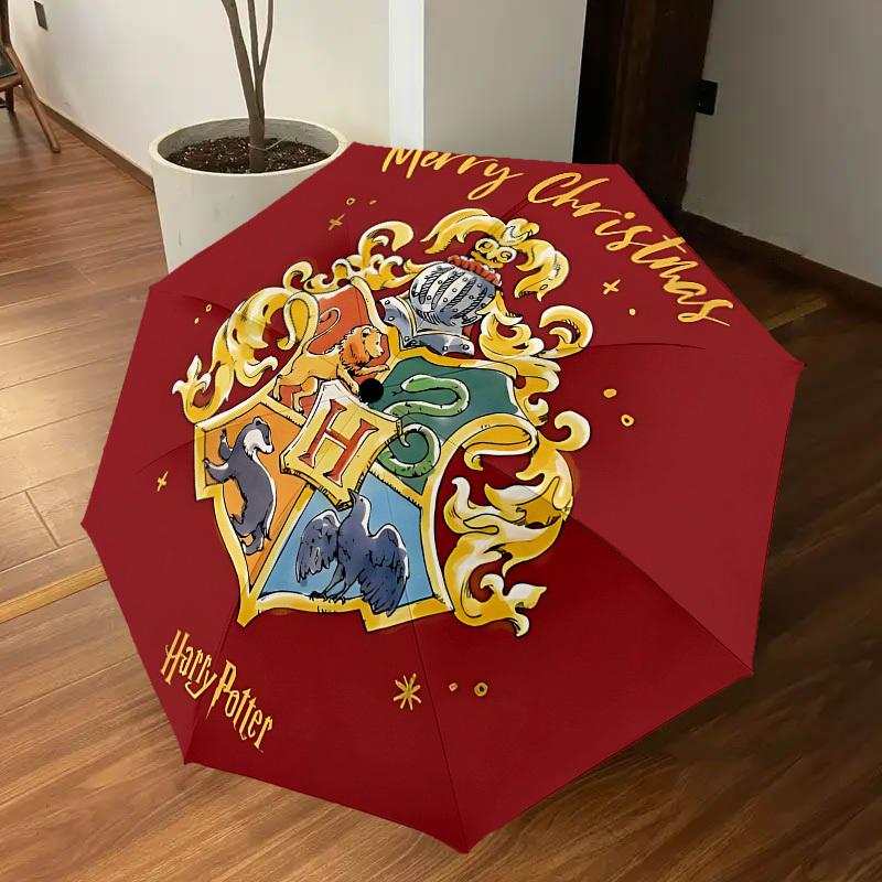 1PC Warner Hogwarts Merry Christmas Automatic Open/Close Umbrella with Windproof, 31-Rib Sturdy Canopy, Durable Ribs1248A