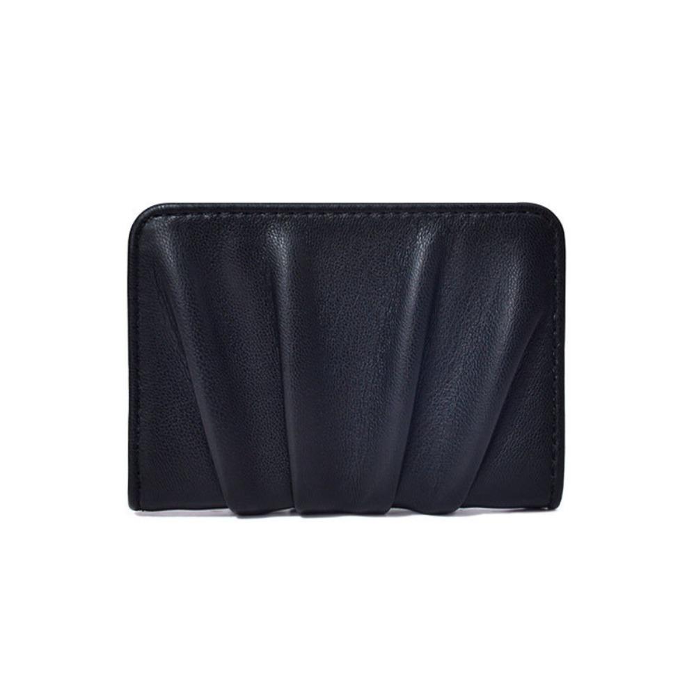 

Elegant Mini Coin Purse Korean Style Wrinkled Card Holder Convenient Foldable Wallet Shopping чёрный