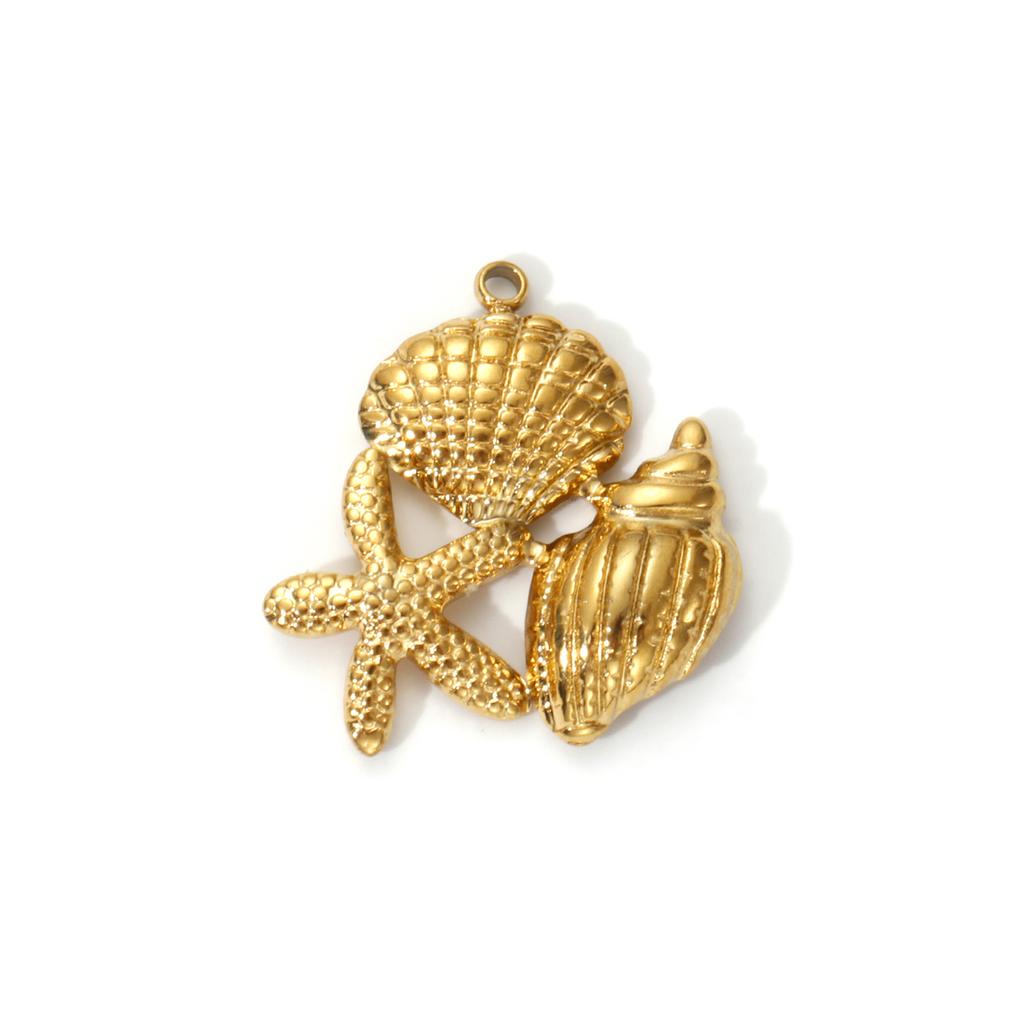 2 PCs 304 Stainless Steel Charms 18K Real Gold Plated Sea Star Conch Shell Fish Lobster Turtle Pendants Forf DIY Jewelry Making