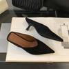 Fashion Fashion Pointed Toe Ladies Medium Heels Slippers Shoes Female Slides Heeled Slippers Sandals Shoes For Women Mules 2025 New