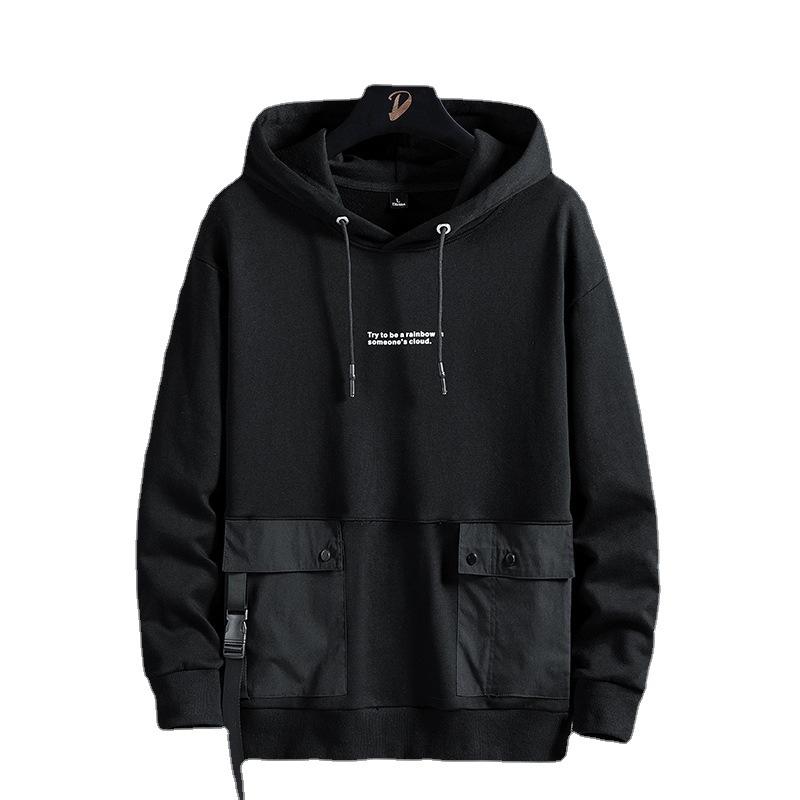 Casual for Spring Autumn Black Grey Hoodie Sweatshirt Men Hip Hop Skateboard Streetwear Clothes