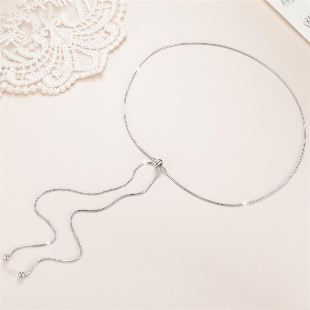 Round Snake Chain for Women Long Necklace Adjustable Gold Color Stainless Steel Chain Winter Sweater Jewelry Fashion Accessories