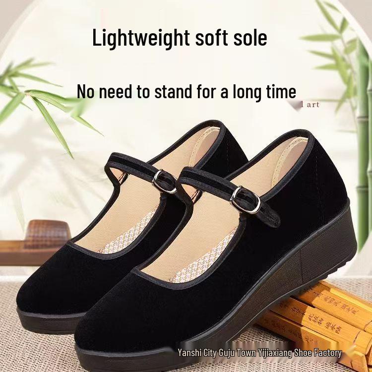 Chaussures en tissu à talons moyens hauts antidérapantes pour femmes pour le travail et la danse