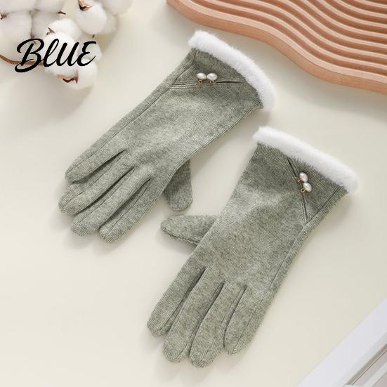 Stylish Gloves Winter with Fluffy Windproof Warm Touch Screen for Women Thermal Knitted Fur Trim