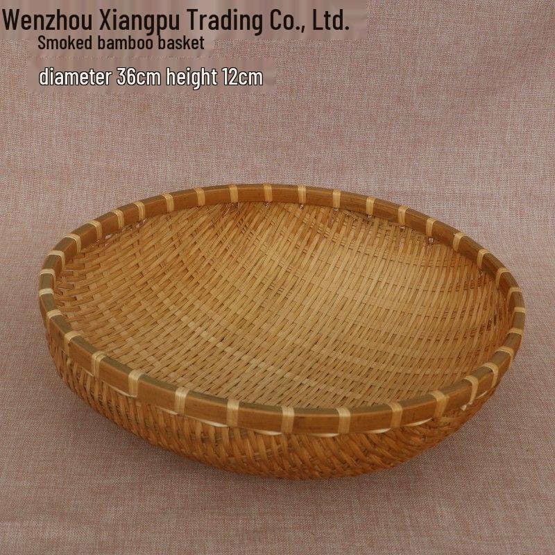Bamboo Woven Winnowing Basket for Steamed Buns, Rice, Vegetables, and Fruits