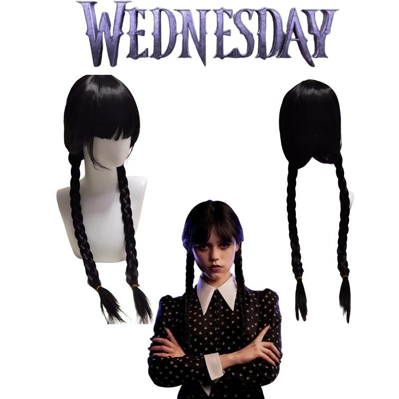 Wednesday Addams Cosplay Wig Braided Hair For Halloween Xmas Fancy Party
