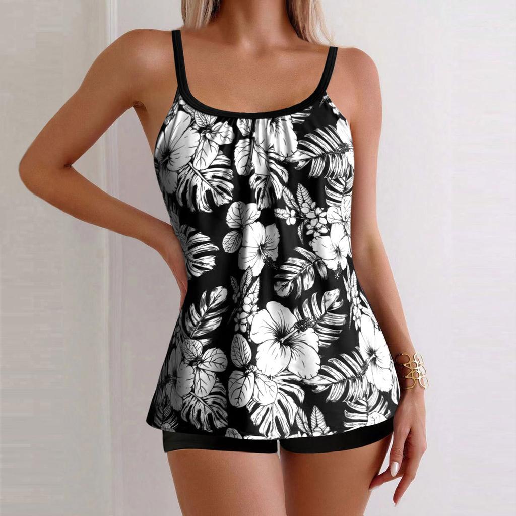 Fashion European and American Swimsuit Female Split Sexy Printing Fat Woman Bikini One Piece