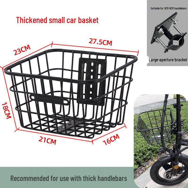 Universal Folding Front Bike Basket - Metal Design for Electric Bikes and More