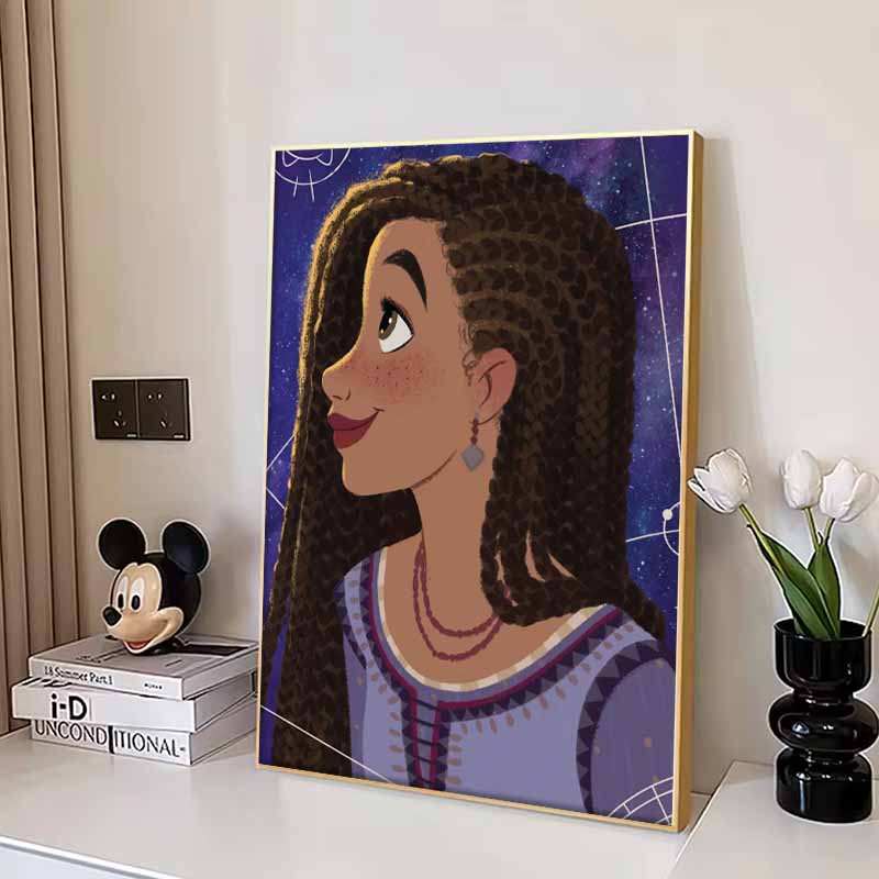 Disney Diamond Painting Aysa The Main Character From Wish Upon A Star Fan Art Illustration Cute Cartoon Cross Stitch Set 5D DIY Home Decor