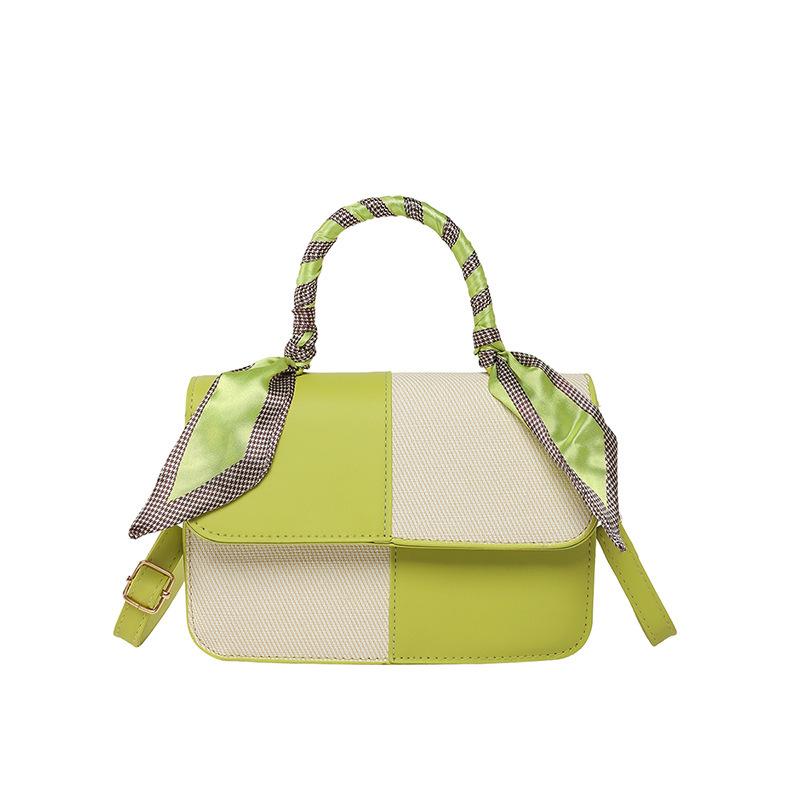 2025 New Contrasting Color Retro Portable Small Square Bag Female Sen Meng Fashionable Texture Shoulder Bag Personalized Commuter Messenger Bag